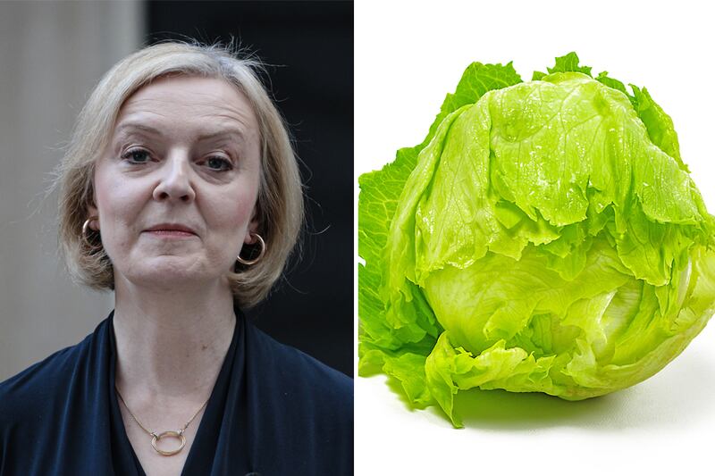 Liz Truss and a lettuce. PA/Getty Images