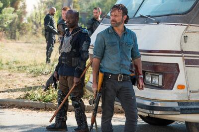 A scene from AMC's 'The Walking Dead', with Lennie James as Morgan Jones and Andrew Lincoln as Rick Grimes. Gene Page / AMC