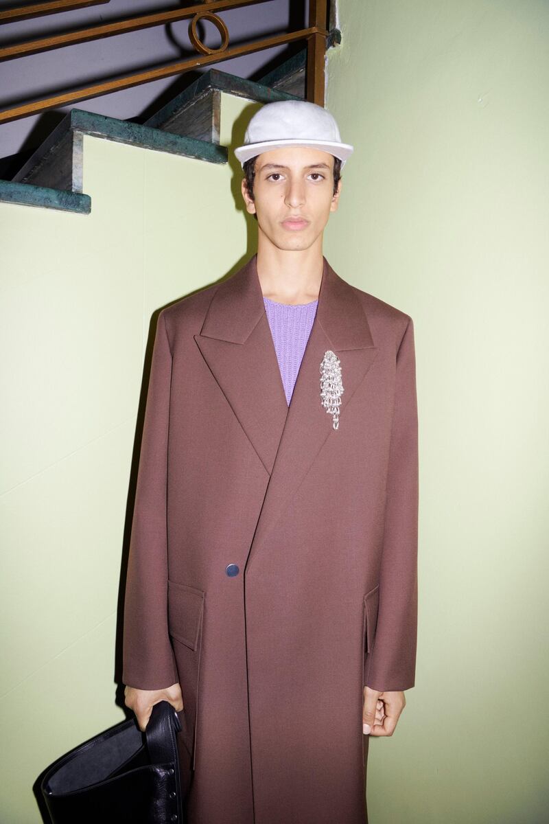 The new jacket shape at Jil Sander pushes the boundary between single and double-breasted cuts. Courtesy Jil Sander