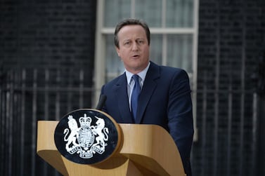 Former British Prime Minister David Cameron speaks outside 10 Downing Street in 2016