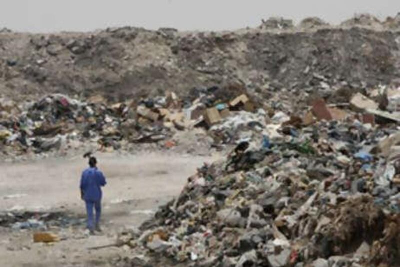 The Maqatra landfill site in desert between Abu Dhabi and Hmeem is eight kilometres long.