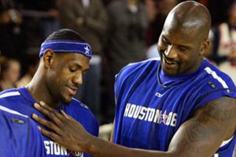 Shaquille O'Neal, right, will once again link up with the current NBA MVP, LeBron James, this time at the Cleveland Cavaliers.