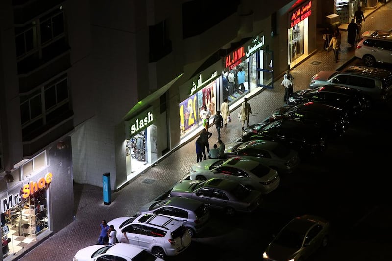 The area around the Hamdan Centre in Abu Dhabi takes on a darker aspect at night when street prostitutes gather. Ravindranath K / The National