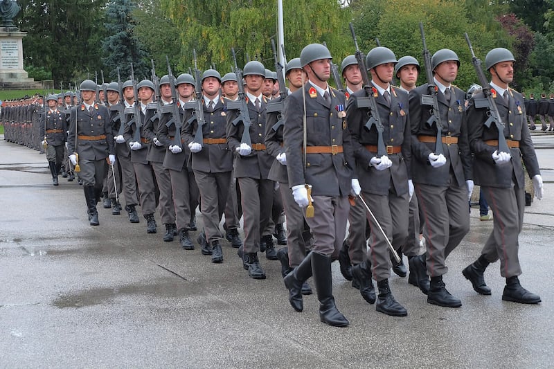 Servicemen in Austria's armed forces. The country is not a Nato member and has not sent weapons to Ukraine. Getty