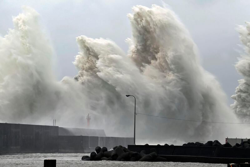 High waves hit the shore in Aki, Japan. AP