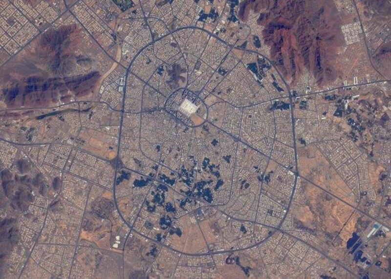 Astronaut Tim Peake shared this photo of Medina, Saudi Arabia, in May 2016 with the Majid Al Nabawi clearly visible from space. Courtesy ESA / Nasa