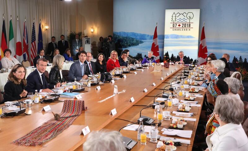 Heads of State attend attend the G7 and Gender Equality Advisory Council Breakfast at the G7 summit in Charlevoix in Canada.  EPA / LUDOVIC MARIN