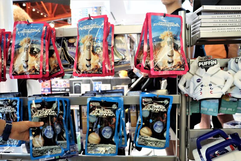 Gift shops in Florida's Space Coast sell dehydrated food that astronauts eat.