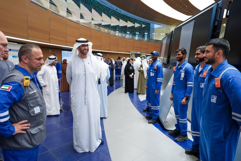 Dr Al Jaber met with Adnoc staff as part of a tour