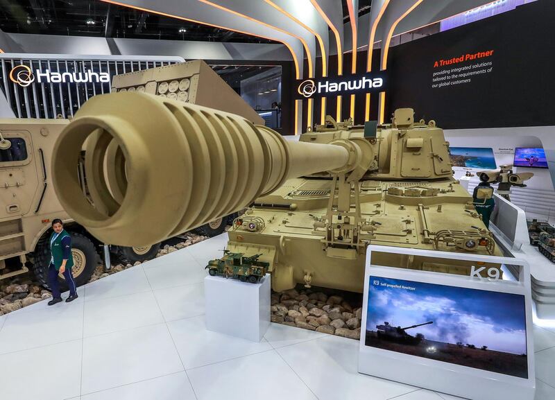 Abu Dhabi, U.A.E., February 20, 2019. INTERNATIONAL DEFENCE EXHIBITION AND CONFERENCE  2019 (IDEX) Day 4--  The Hanwa K9 Tank.
Victor Besa/The National
Section:  NA