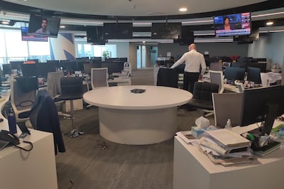 An all but empty Khalifa Park newsroom in Abu Dhabi, as the first mandatory shelter-in-place orders were about to be introduced, in March 2020. Nick March