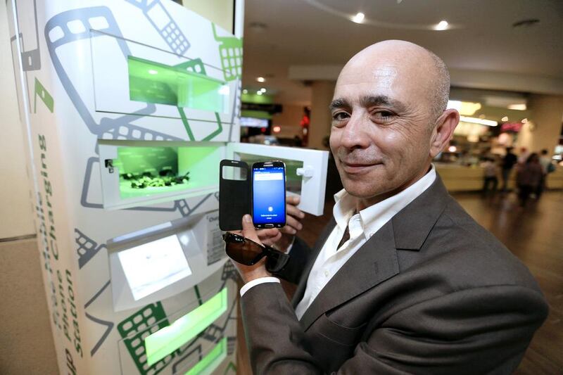 Hisham Bakir was inspired to set up ChargeUp kiosks, which allow users to power up their phones securely in public places, after almost missing out on a business deal because of a dead phone battery. Sarah Dea / The National