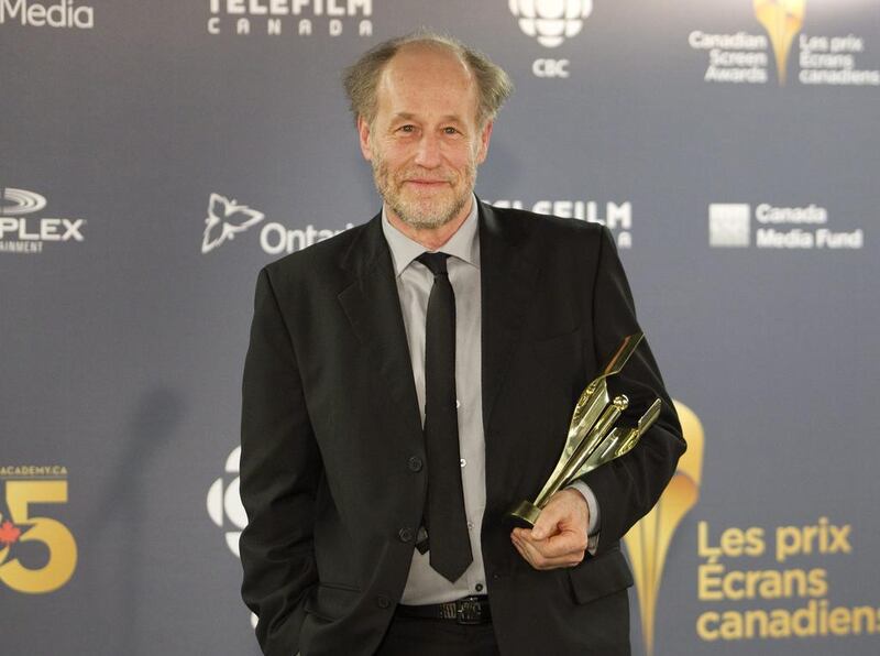 Gabriel Arcand with his award for leading actor in the film Le Demantelement / The Auction. The Canadian Press, Fred Thornhill / AP photo