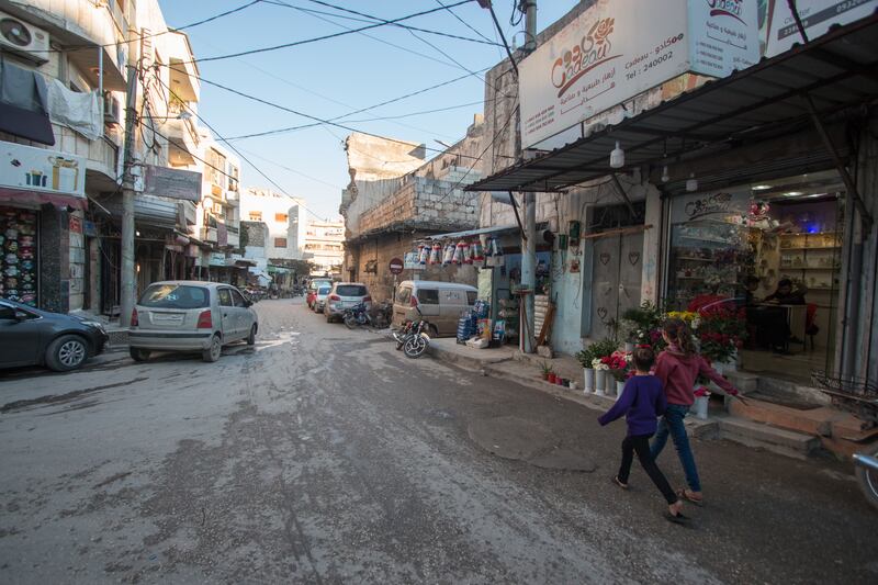 Flower shops in the centre of Idlib days before Valentine's Day, a day dedicated to expressing love with romantic gestures.