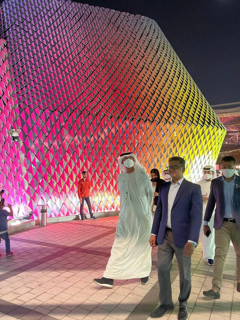 Dr Sultan Al Jaber, Minister of Industry and Advanced Technology, visits Expo 2020 Dubai. All Photos: Ministry of Industry and Advanced Technology