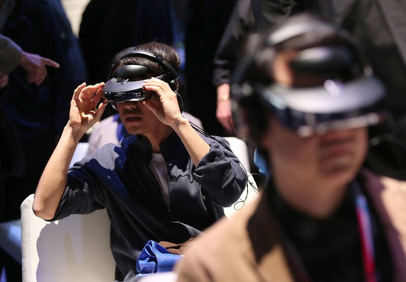 The headset, still in development under the name Project Morpheus, is designed to provide an immersive experience for gamers. Justin Sullivan /Getty Images / AFP