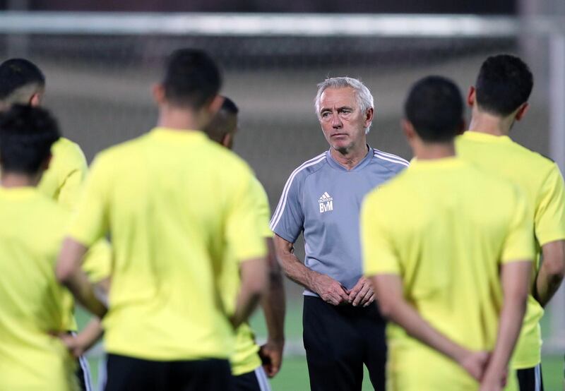 UAE manager Bert van Marwijk takes training before the game between the UAE and Vietnam in the World cup qualifiers at the Zabeel Stadium, Dubai on June 14th, 2021. Chris Whiteoak / The National. 
Reporter: John McAuley for Sport