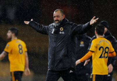 Soccer Football - Premier League - Wolverhampton Wanderers v AFC Bournemouth - Molineux Stadium, Wolverhampton, Britain - December 15, 2018  Wolverhampton Wanderers manager Nuno Espirito Santo celebrates after the match   REUTERS/Darren Staples  EDITORIAL USE ONLY. No use with unauthorized audio, video, data, fixture lists, club/league logos or "live" services. Online in-match use limited to 75 images, no video emulation. No use in betting, games or single club/league/player publications.  Please contact your account representative for further details.