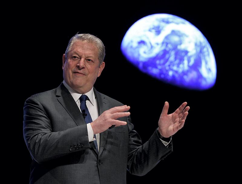 Dubai, March 18, 2018: Al Gore, Former US Vice President talks on the vision of the future and the effect of climate change at the GESF Education Forum in Dubai. Satish Kumar for the National/ Story by Roberta Pennington