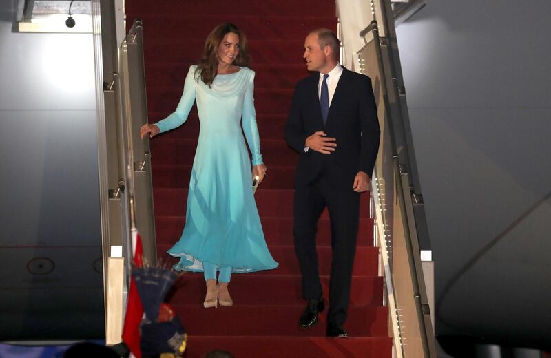 The Duchess of Cambridge chose earrings and a handbag by Pakistani designer Zeen. EPA