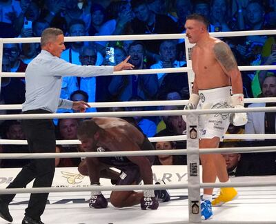 Oleksandr Usyk stopped Daniel Dubois in the ninth round. AFP