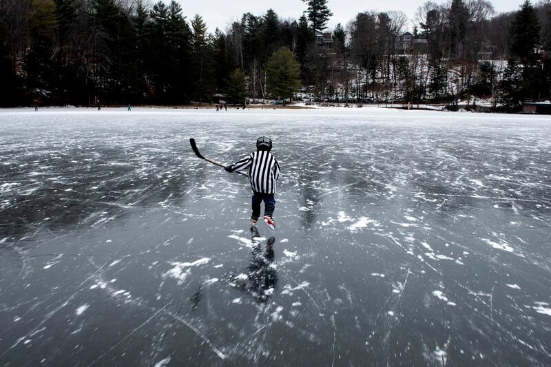 A child skates on Meech Lake in Chelsea, Quebec. AP Photo