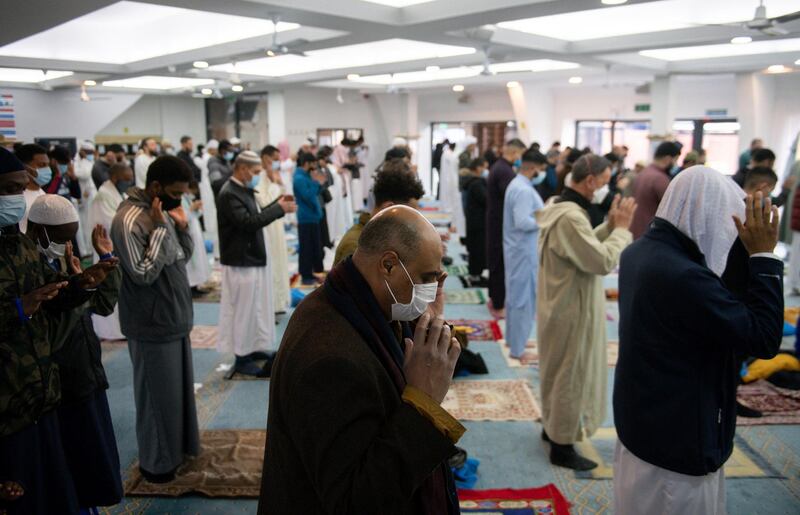 Worshippers at the Green Lane Mosque in Birmingham. AP Photo