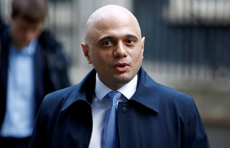 FILE PHOTO: Britain's Chancellor of the Exchequer Sajid Javid walks in Downing Street in London, Britain, January 8, 2020. REUTERS/Henry Nicholls/File Photo