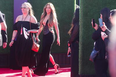 Jennifer Lopez arrives for the MTV Movie & TV Awards at Barker Hangar in Santa Monica, California, US. Reuters