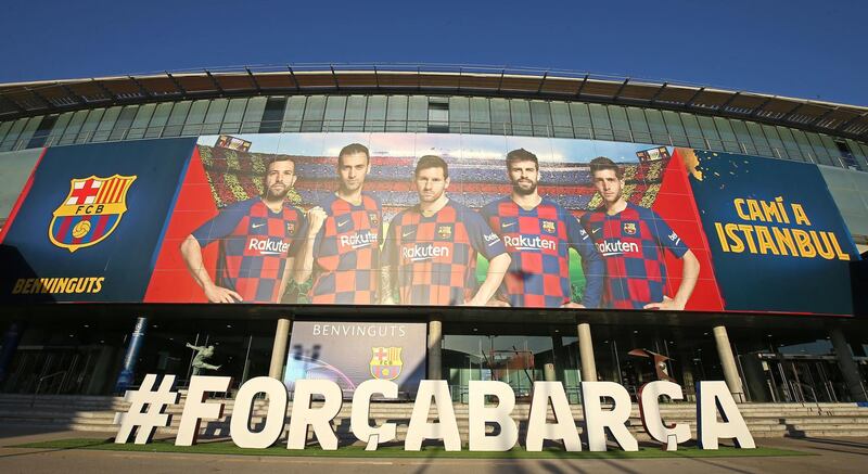 File photo of the Camp Nou. Barcelona plan to sell the title rights to their storied stadium for one year in an effort to raise money for the fight against the coronavirus. PA