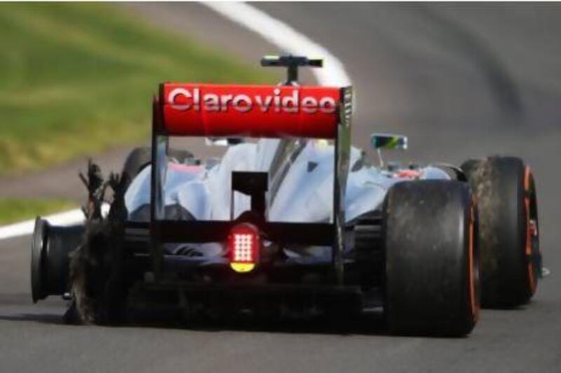 Sergio Perez’s McLaren was one of several drivers to experience massive tyre issues.