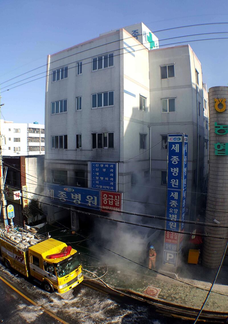 Most of the dead had been hospitalized for respiratory diseases in an intensive-care unit on the second floor. Two doctors and nine nurses were working in the emergency room at the time of fire.  Kim Gu-Yeon/Gyeongnam Domin Ilbo via Getty Images