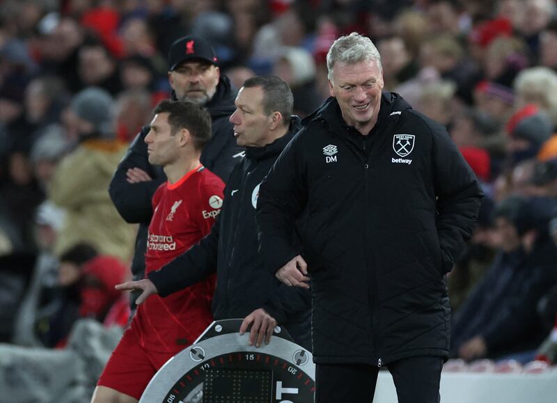 West Ham United manager David Moyes watches the action unfold. Reuters