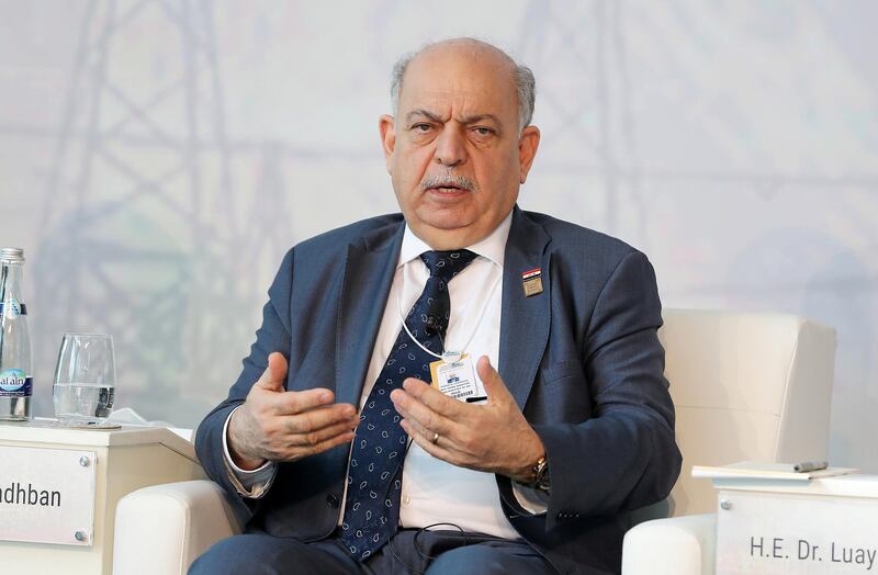 ABU DHABI ,  UNITED ARAB EMIRATES , SEPTEMBER 10 – 2019 :- Thamir Ghadhban, Iraq deputy minister & oil minister speaking at the World Energy Congress held at Andaz Capital Gate Hotel in Abu Dhabi. ( Pawan Singh / The National ) For Business. Story by Fareed
