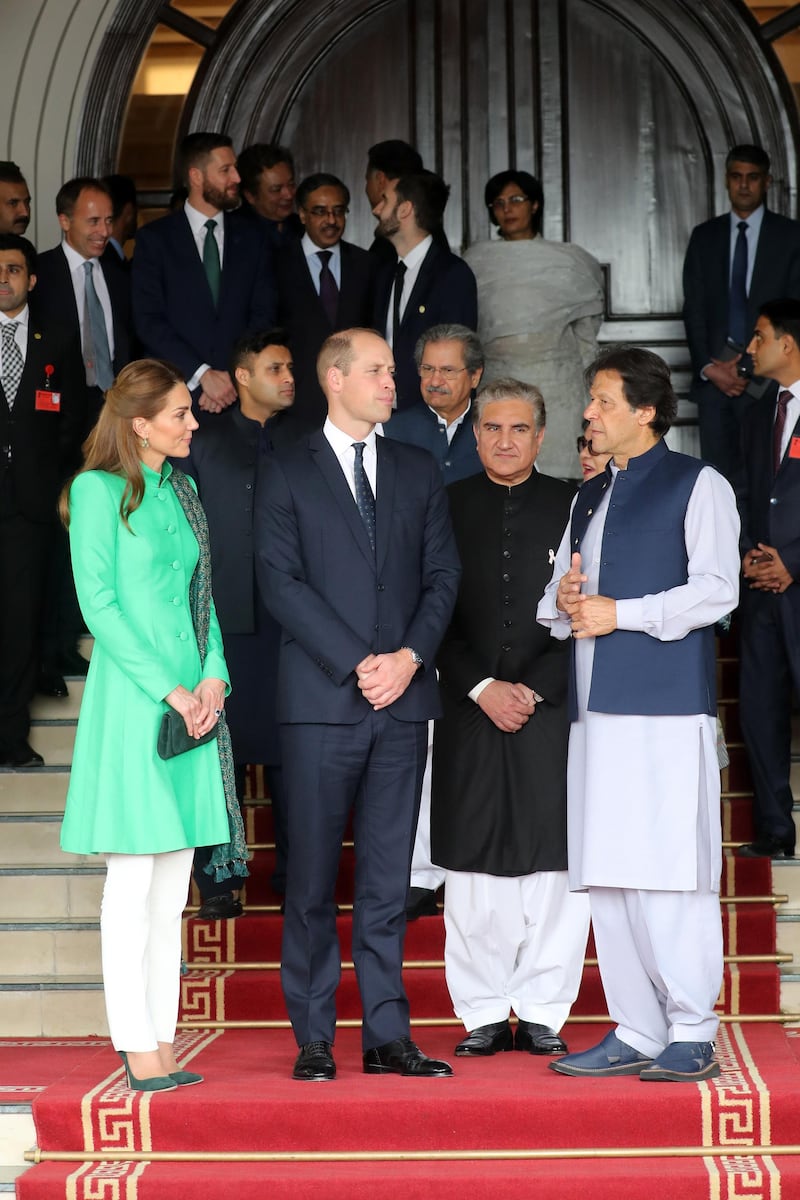 The Duke and Duchess of Cambridge met Imran Khan at his official residence in Islamabad, Pakistan. Getty Images