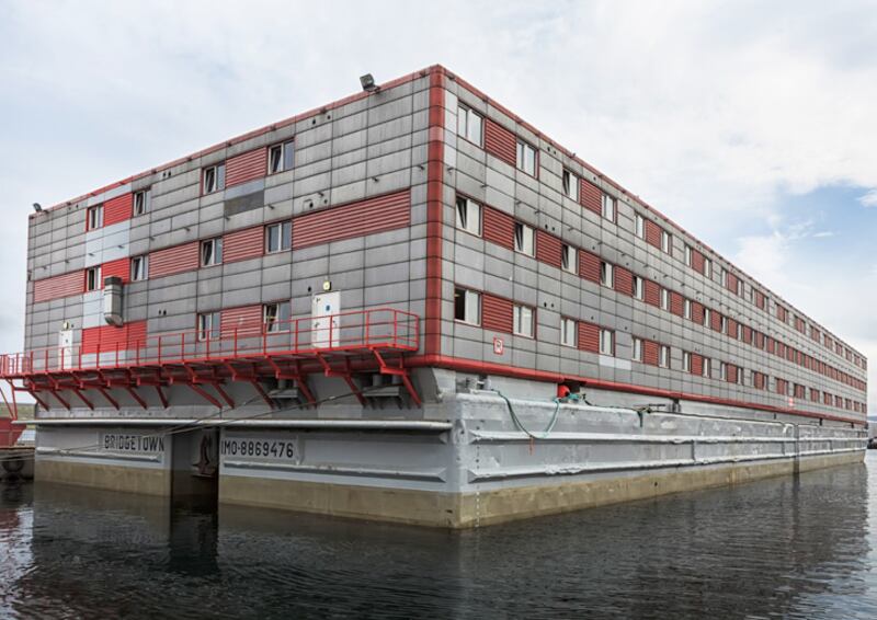 The 'Bibby Stockholm' barge, a 222-bedroom, three-storey vessel, will house asylum seekers under government plans aimed at reducing the use of hotels. PA