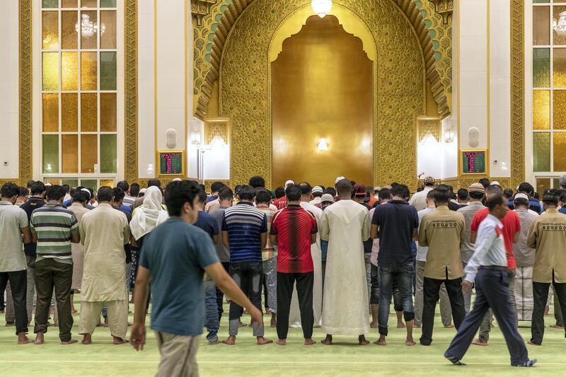 DUBAI, UNITED ARAB EMIRATES. 17 MAY 2018. The first morning prayer of Ramadan for 2018 at the Al Salam Mosque in Al Barsha 2. (Photo: Antonie Robertson/The National) Journalist: None. Section: National.