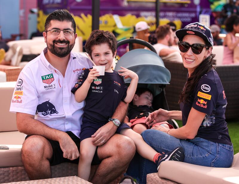 Luis De la Cruz, Luis De La Cruz Jr and his mother 
Ana Spindler at the F1 fan zone