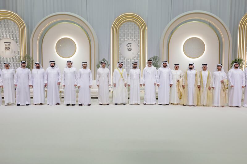 Sheikh Mohammed with the dignitaries who attended the event. Photo: Dubai Media Office