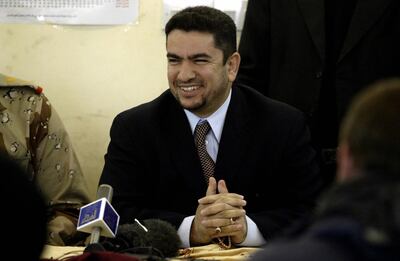 (FILES) In this file photo taken on January 25, 2005 Adnan al-Zurfi, former governor of Najaf, speaks to press at the Human Right Center in Baghdad.  Iraq president names ex-Najaf governor Adnan Zurfi as premier, according to state TV.
 / AFP / AFP POOL / MARWAN NAAMANI
