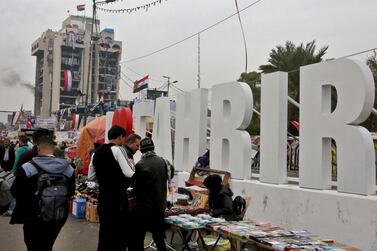 Iraqi protesters gather at Tahrir square in the capital Baghdad on December 16, 2019 during ongoing anti-government demonstrations. AFP