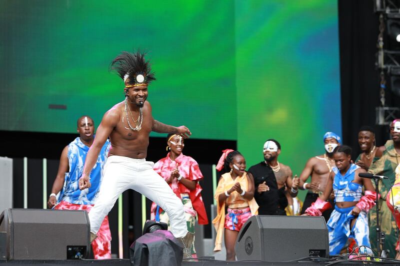 R&B star Usher performs during the event. Getty