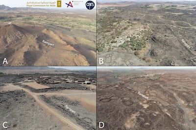 Aerial views of the dry-stone basement of the outer wall. Photo: Khaybar Longue Durée Archaeological Project (CNRS-AFALULA-RCU)