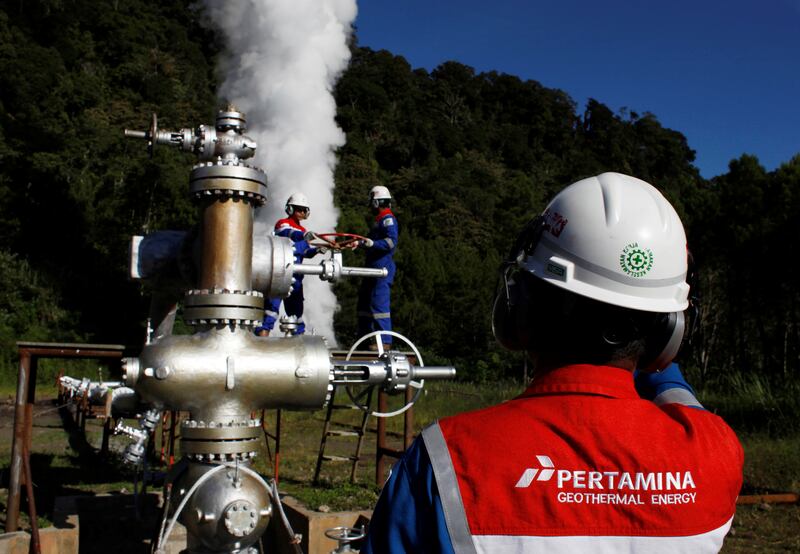A worker at the PT Pertamina Geothermal in Indramayu, Indonesia. In February, Abu Dhabi’s green energy company Masdar made a strategic investment in the unit of the Indonesian state oil corporation. Reuters