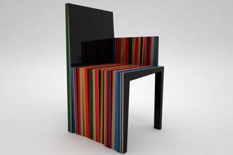 Look out for angular, vibrant pieces, like this Marius chair by Florent Degourc.