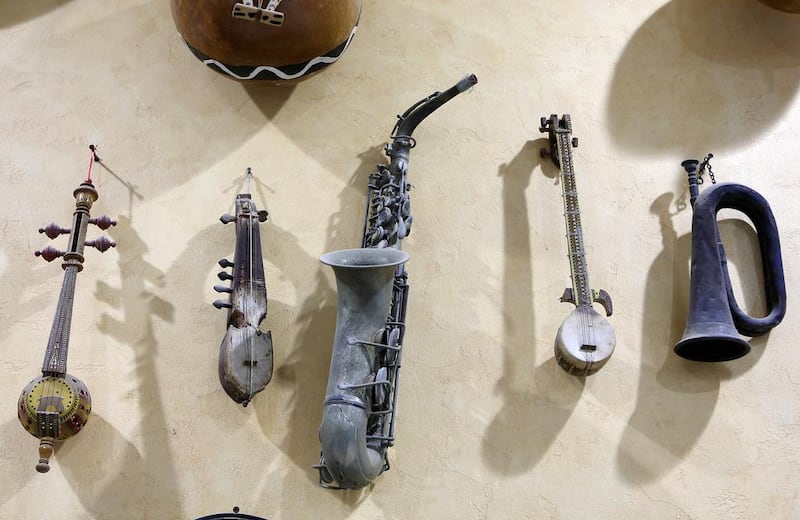 Old instruments on display at the museum of Jasim Al Ali at his home in Sharjah. Pawan Singh / The National