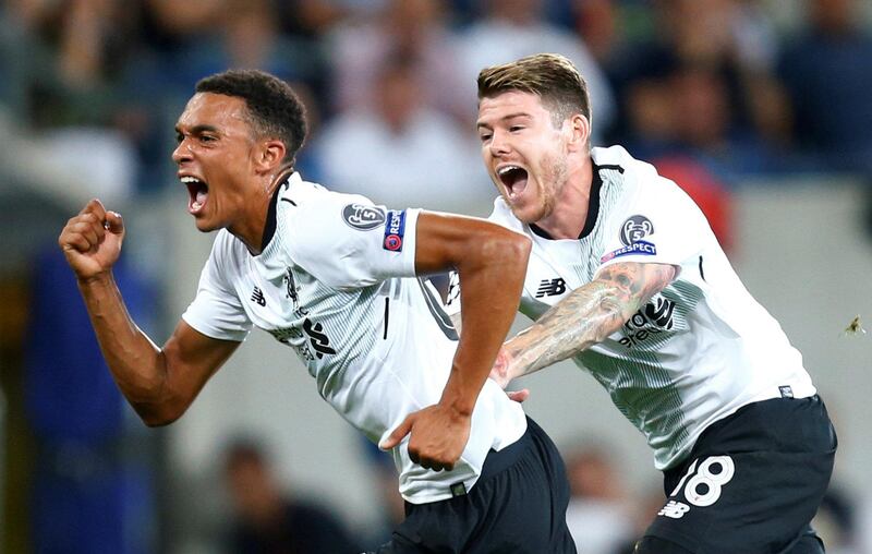 Soccer Football - Champions League - Hoffenheim vs Liverpool - Qualifying Play-Off First Leg - Sinsheim, Germany - August 15, 2017   Liverpool's Trent Alexander-Arnold celebrates scoring their first goal   REUTERS/Ralph Orlowski     TPX IMAGES OF THE DAY