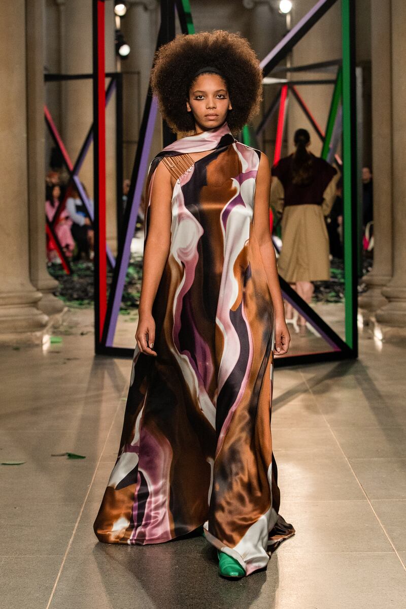 A flowing gown from Roksanda's collection during London Fashion Week. Photo: Chris Yates / Roksanda