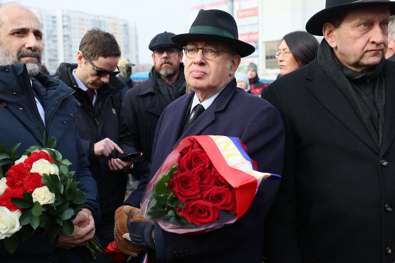 France's ambassador to Russia Pierre Levy at the funeral. AFP