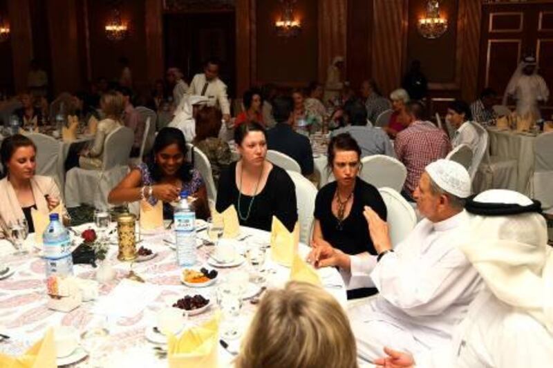 Sharjah, United  Arab Emirates- August 25, 2011:   Expatriates & Locals attend  the Iftar hosted by Sheikha  Jameela at  a Hotel  in Sharjah  .  ( Satish Kumar / The National )